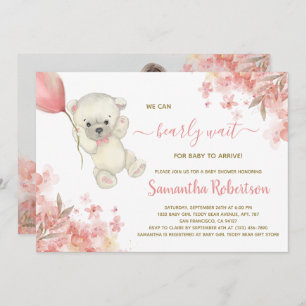 Invitation Boho Ours rose Floral Pampa Grass Baby shower fill