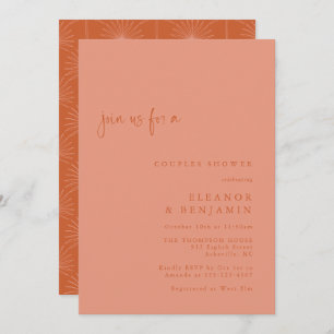 Invitation Boho Palm Botanical Blush Terracotta Couple Douche