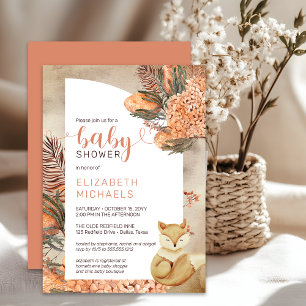 Invitation Boho Palm Feuilles Hydrangeas Baby shower fille