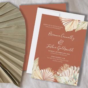 Invitation Boho Palm Mariage en terre cuite séchée par l'air