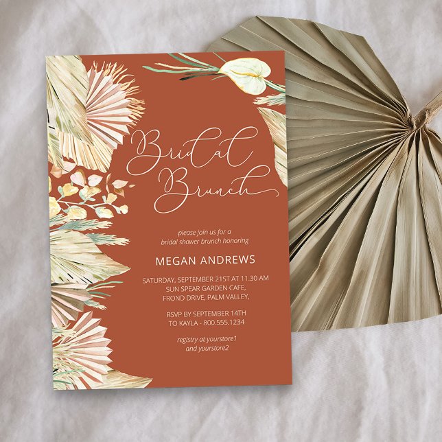Invitation Boho Palm Séché Foliage Terracotta Bridal Brunch (Bridal Brunch invitation from my Boho Palm Bridal Shower Collection)