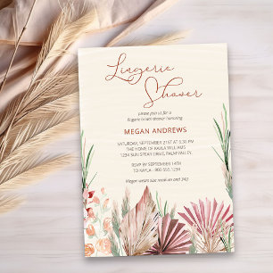 Invitation Boho Palm Séché Tropical Foliage Lingerie Douche