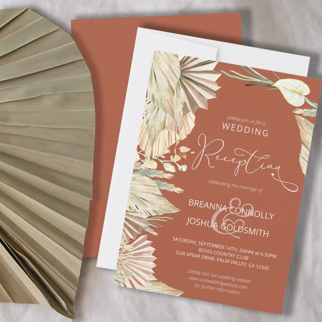 Invitation Boho Palm Terracotta Réception De Mariage Seulemen (Créateur téléchargé)