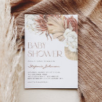 Boho Palmier Séché et Orchidée Code QR Baby Shower