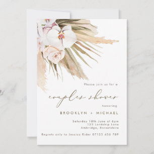 Invitation Boho Pampas Aquarelle Grass Couples Floral Douche