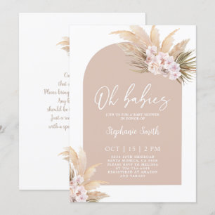 Invitation Boho Pampas Baby shower Arche en herbe Twin Girls
