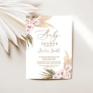 Invitation Boho pampas Baby shower en herbe