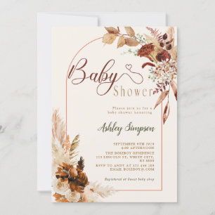 Invitation Boho Pampas Baby shower en herbe