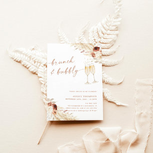 Invitation Boho Pampas Brunch & Bubbly Fête des mariées