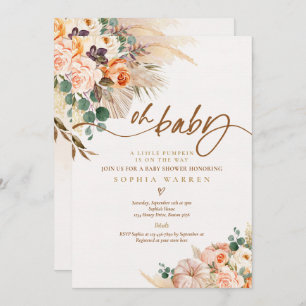 Invitation Boho Pampas Citrouille Baby shower en herbe Terrac