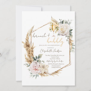 Invitation Boho Pampas Fleurs Brunch & Bubbly Fête des mariée