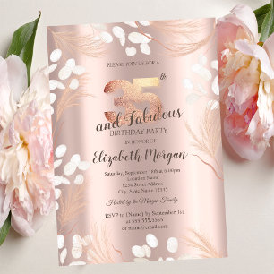 Invitation Boho Pampas Fleurs Rose Gold 35e anniversaire