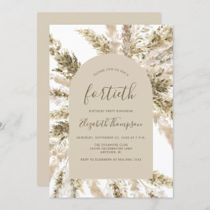 Invitation Boho Pampas Grass Arch 40e Anniversaire