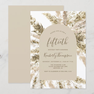 Invitation Boho Pampas Grass Arch 50e Anniversaire