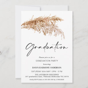 Invitation Boho Pampas Grass avec la fête de graduation de la