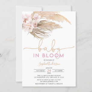 Invitation Boho Pampas Grass Baby In Bloom Baby shower Invita