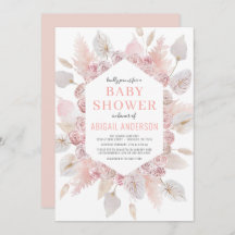 Boho Pampas Grass Baby shower Élégant Rose-Noir