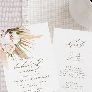Invitation Boho Pampas Grass Bachelorette Itinéraire Week-end