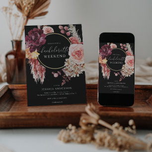 Invitation Boho Pampas Grass Bachelorette Party Itinéraire In