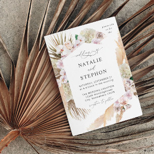 Invitation Boho Pampas Grass Beach Floral Mariage