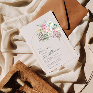 Invitation Boho Pampas Grass Blush Floral Arch Baby Shower de