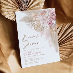 Invitation Boho Pampas Grass Blush Floral Fête des mariées