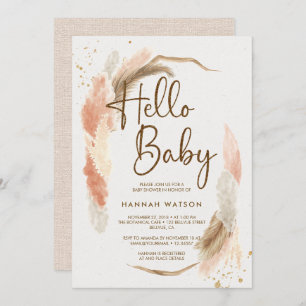 Invitation Boho Pampas Grass Bonjour Baby shower