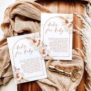 Invitation Boho Pampas Grass Books for Baby Request Card