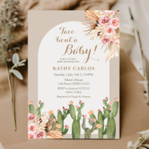 Invitation Boho Pampas Grass Cactus Taco ‘Bout A Baby