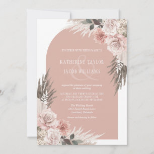 Invitation Boho Pampas Grass Dusty rose Mariage Floral