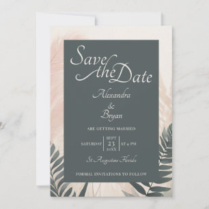 Invitation Boho Pampas Grass & Fern Wedding Enregistrer la da