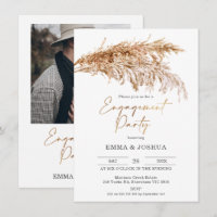 Boho Pampas Grass Fiançailles de calligraphie or