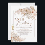 Invitation Boho Pampas Grass Floral Champagne Anniversaire<br><div class="desc">Boho Pampas Grass Floral Champagne Anniversaire Invitation Fille florale moderne invitation à l'anniversaire avec un arrangement floral bohème en ton naturel avec l'herbe de pampas, feuilles fougères et roses. Le design comporte également un cadre de ligne fine qui est amovible. La couleur à l'arrière de cette invitation à la douche...</div>