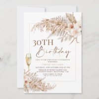 Boho Pampas Grass Floral Champagne Anniversaire