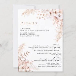Invitation Boho Pampas Grass Floral Détails du Mariage