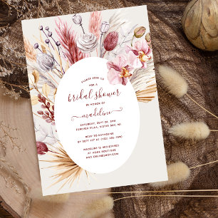 Invitation Boho Pampas Grass Floral Fête des mariées moderne