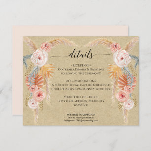 Invitation Boho Pampas Grass Foliage Kraft Détails sur le Mar