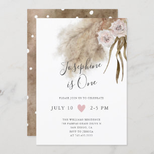 Invitation Boho Pampas Grass Girl 1er anniversaire fête