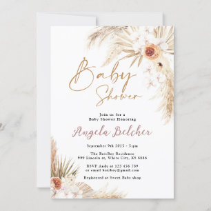 Invitation Boho pampas Grass Girl Baby shower