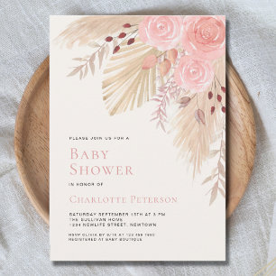 Invitation Boho Pampas Grass Girl's Baby shower