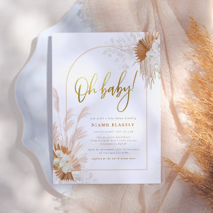 Invitation Boho Pampas Grass Gold Floral Arch Baby shower