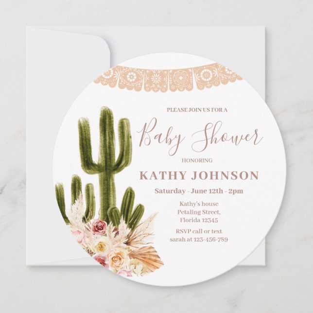 Invitation Boho Pampas Grass Mariage Cactus Floral (Devant)