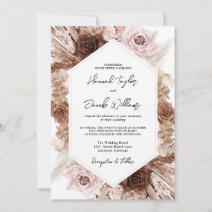 Invitation Boho Pampas Grass Mariage Floral