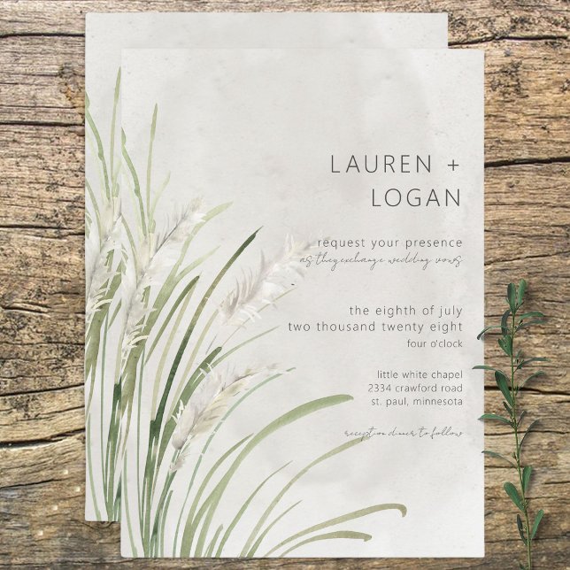 Invitation Boho Pampas Grass minimal Mariage moderne Inviter (Créateur téléchargé)