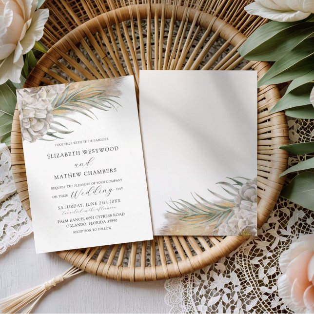 Invitation Boho Pampas Grass & Neutral Floral Wedding (Créateur téléchargé)