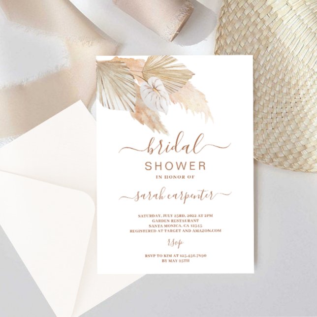 Invitation Boho Pampas Grass nuptiale de douche (Créateur téléchargé)
