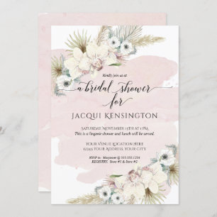 Invitation Boho Pampas Grass Orchid Blush Floral Mariage