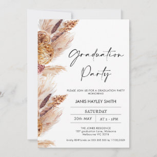 Invitation Boho Pampas Grass Photo Party Graduation