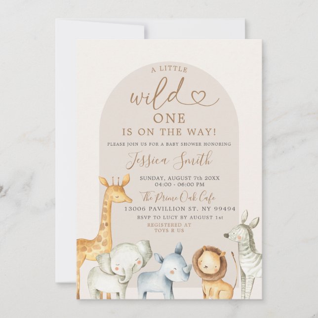 Invitation Boho Pampas Grass Safari Wild Un Baby shower Invi (Devant)