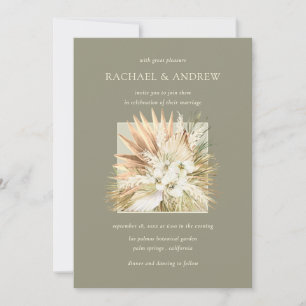 Invitation Boho Pampas Grass séché Fleurs Bouquet Mariage